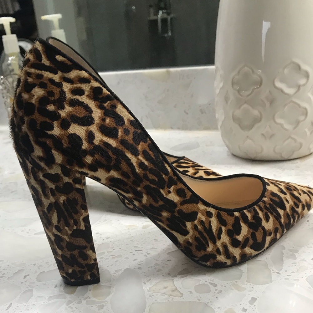 Jessica Simpson calf hair Leopard Block heel pump